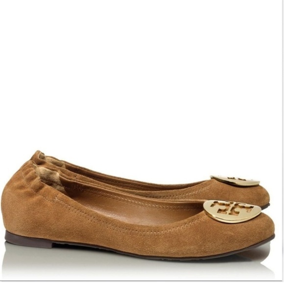 Tory Burch Shoes - Tory Burch Suede Reva Flat in Camel